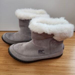 SOREL Out N About Suede Faux Fur Lined Slipper Booties